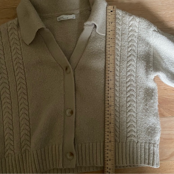 OAK + FORT Cable Knit Button Up Polo Cardigan Sweater - Picture 9 of 11
